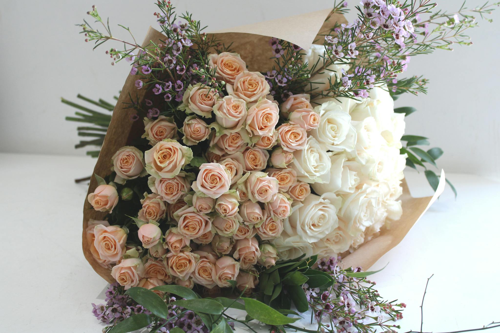 white bridal hydrangea bouquet